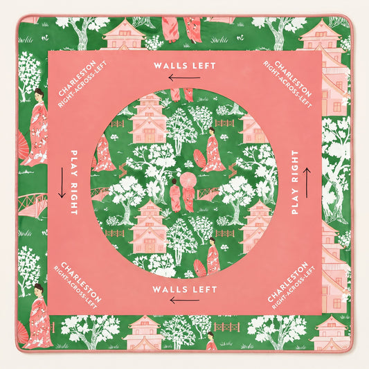 Pink Blossom Mahjong Mat, laid flat