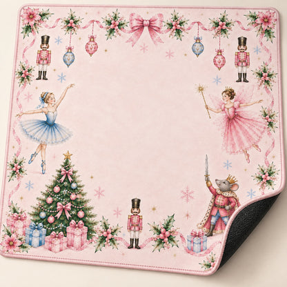Pink Puppy Mahjong Mat, stitched edge and non-slip back