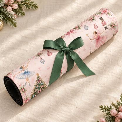 Pink Puppy Mahjong Mat, rolled up