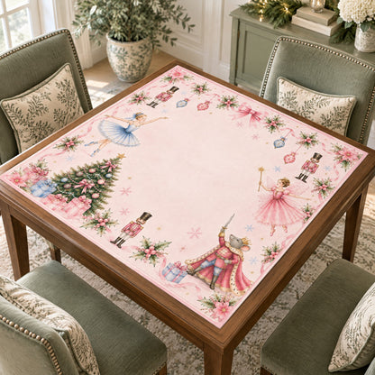 Pink Puppy Mahjong Mat, on a card table