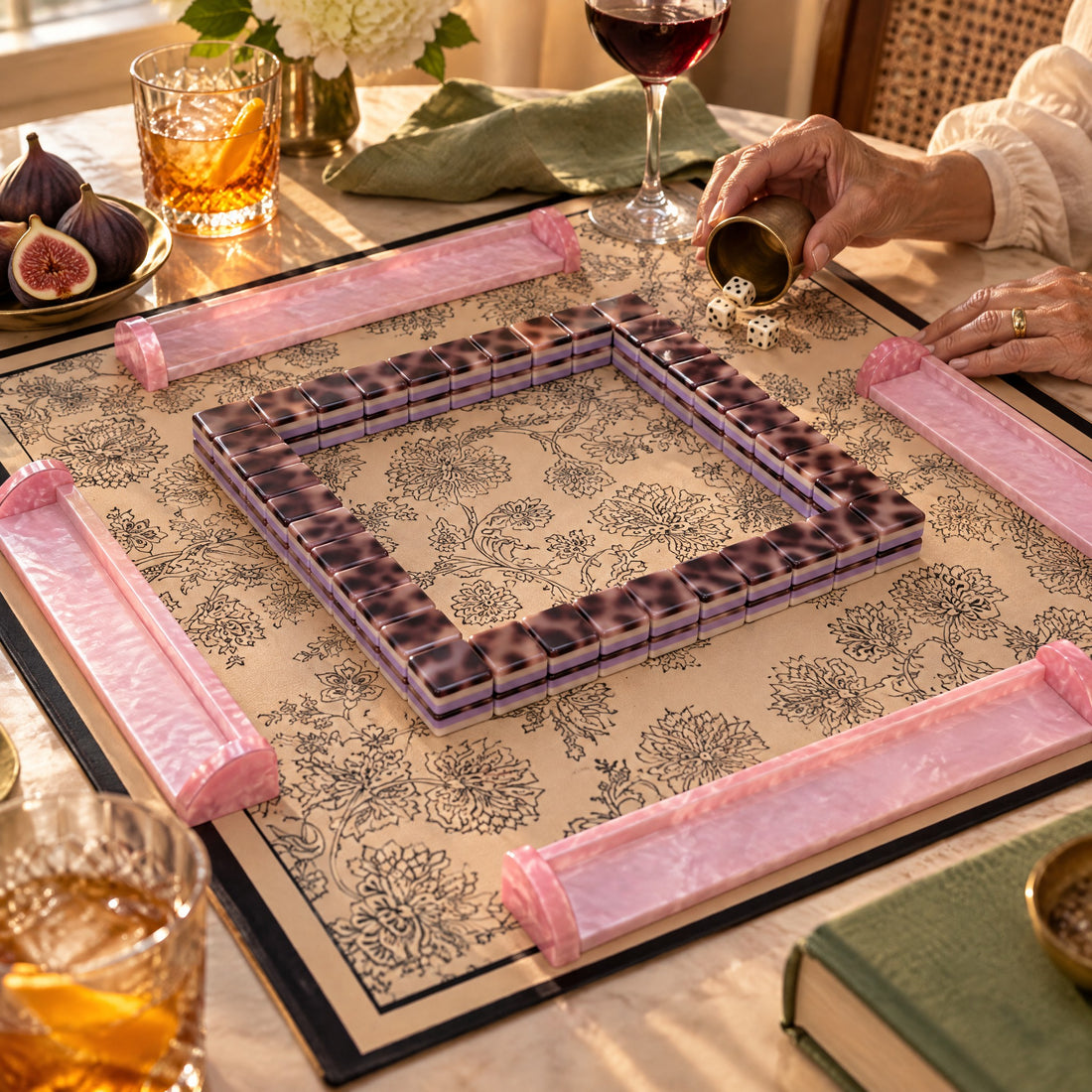 Plum Tortoise American Mahjong Set, a game in progress