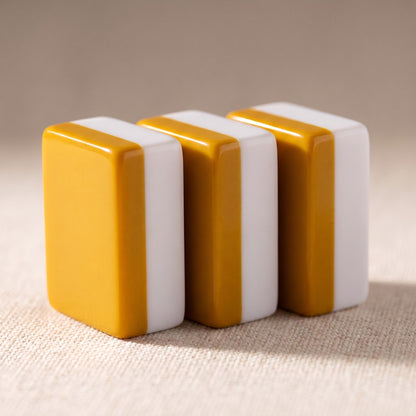 Saffron American Mahjong Set, joker, dragon and flower tiles up close