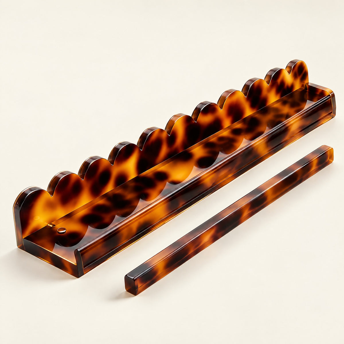 Scalloped Tortoiseshell Racks & Pushers, Set of 4, single rack with pusher
