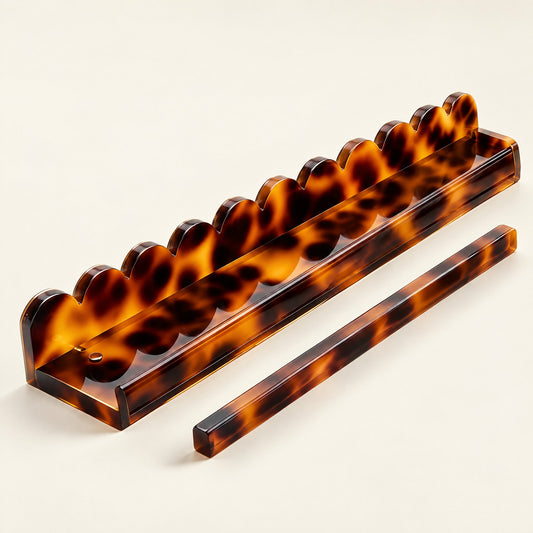 Scalloped Tortoiseshell Racks & Pushers, Set of 4, single rack with pusher