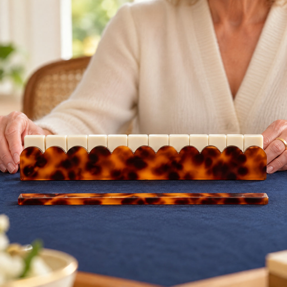 Scalloped Tortoiseshell Racks & Pushers, Set of 4, in play