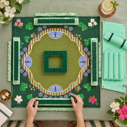 Southern Blooms American Mahjong Set, complete set with matching mat, racks and pusher bag