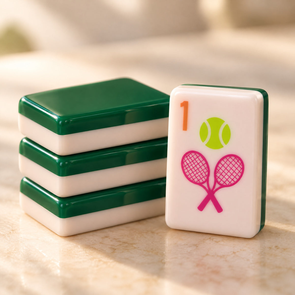 Southern Blooms American Mahjong Set, tile backs and layers