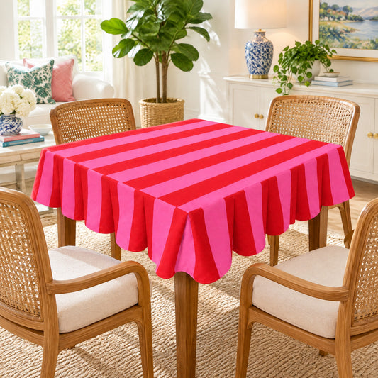 Striped Cotton Mahjong Table Cover, on a card table