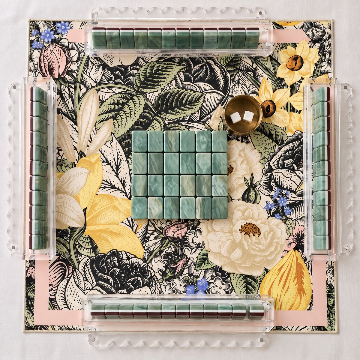 Water Lily American Mahjong Set, complete set with matching mat, racks and pusher bag