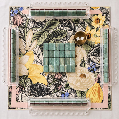 Water Lily American Mahjong Set, complete set with matching mat, racks and pusher bag