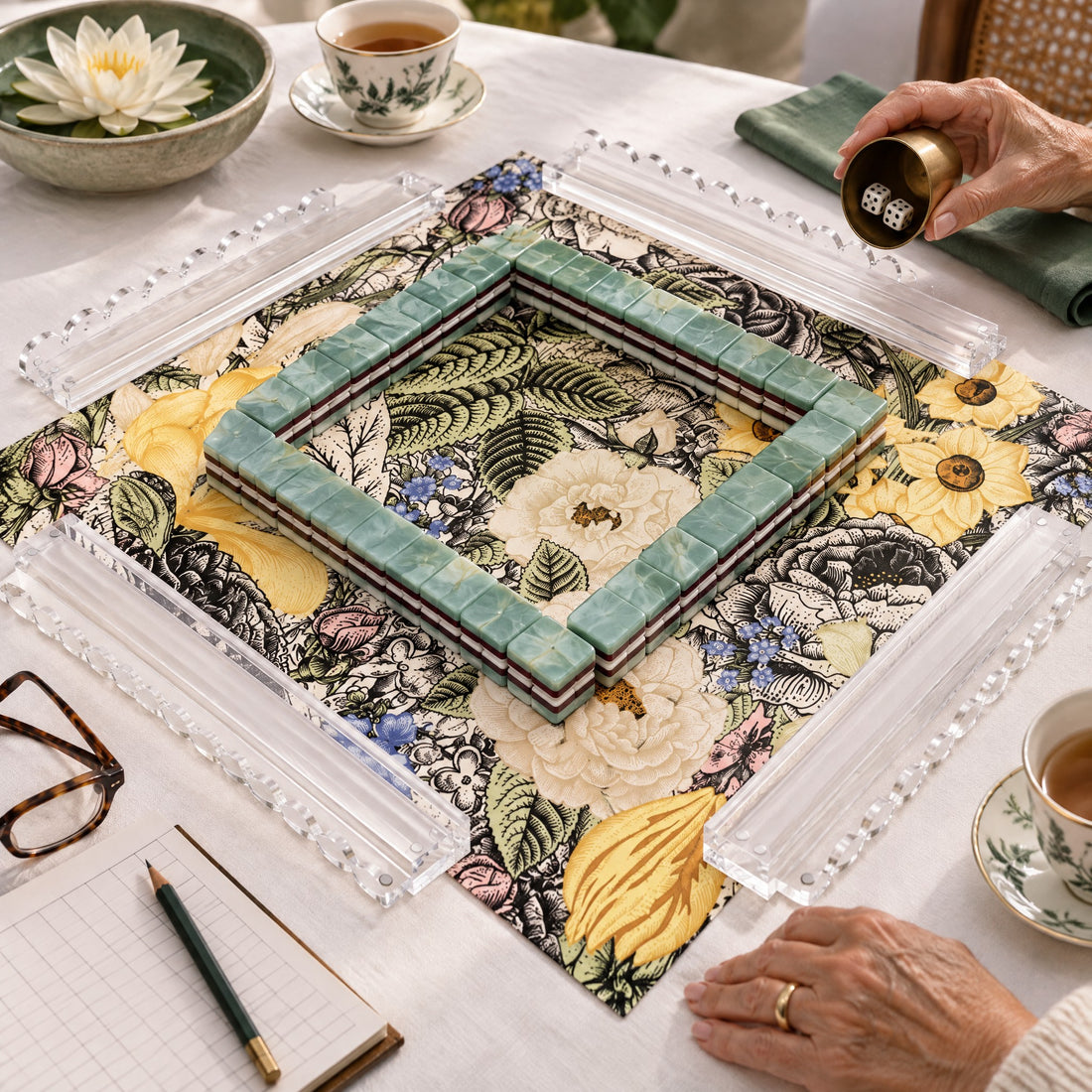 Water Lily American Mahjong Set, a game in progress
