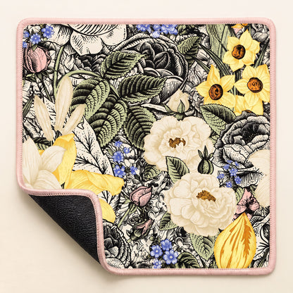 Water Lily Mahjong Mat, stitched edge and non-slip back