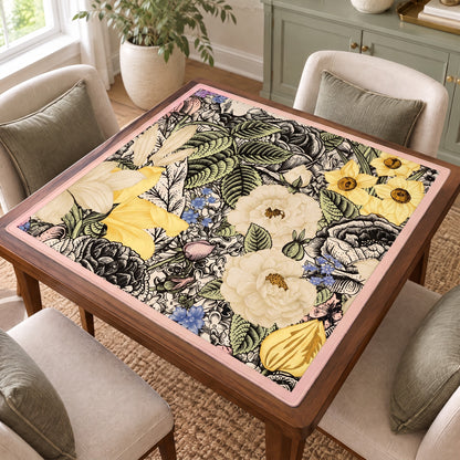 Water Lily Mahjong Mat, on a card table